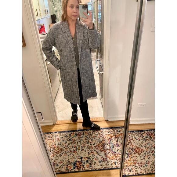 Veronica Beard Fiona Plaid Trench Dickey Blazer Coat Tweed Oversized Long sz XS - Picture 10 of 16